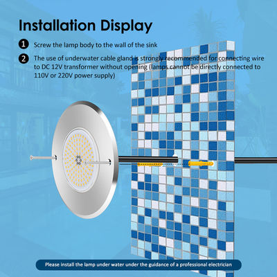 316L Stainless Steel Inground Pool Light DIA 160mm*32mm  AC12v With Controller Remote 