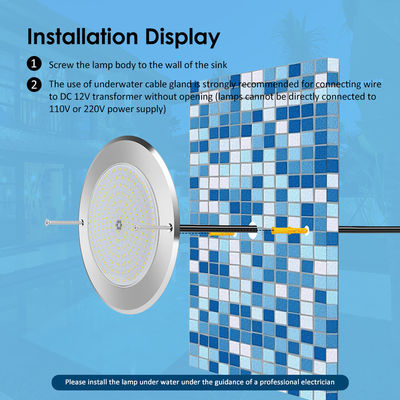 PAR56 Underwater Led Swimming Pool Lights 316 Stainless Steel 25W SMD2835 Resin Filled 3000K