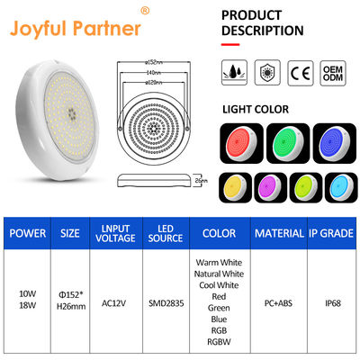 Pool Lights Led Underwater PAR56 Concreted Wall Surface Mounted With 18 Keys Remote Controller