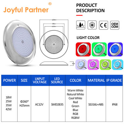 Joyful Pool Lights 12v AC Upgrade SMD Chip RGB Color IP68 All One Set Design For Concret Pool