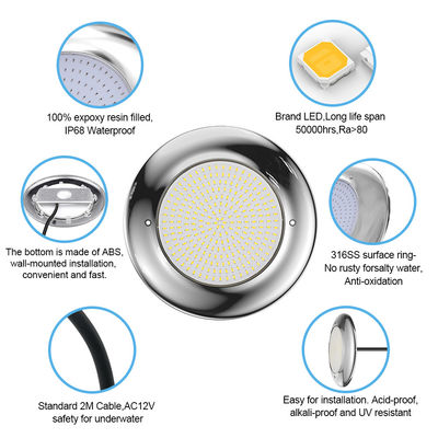 LED PAR56 Pool Light 18W 35W IP68 Waterproof AC12V Stainless Steel For Outdoor Pools