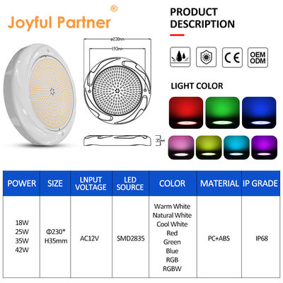 42W Surface Mounted LED Swimming Pool Light Underwater Lamp 230*35mm ABS Material IP68 Waterproof