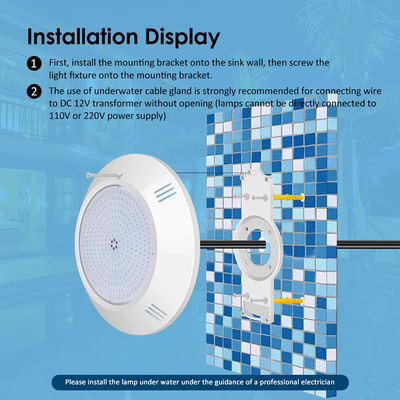 Underwater Pool Light Epoxy Resin Filled Wall Mounted ABS Housing IP68 AC12V 18W DIA260mm