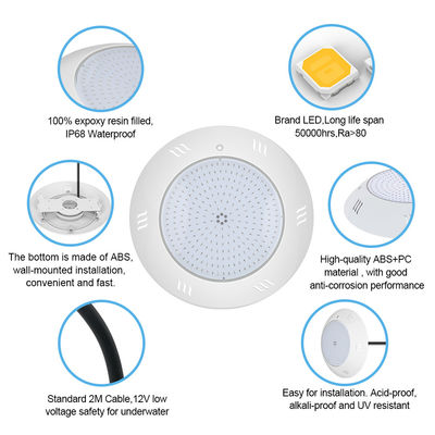 IP68 Underwater Light Multicolor Remote Control ABS Housing Wall Mounted For Swimming Pool