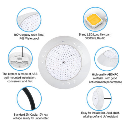 18W Par56 LED Swimming Pool Surface-mounted Led Underwater Pool Lights AC 12V RGB for Waterscape Gardens