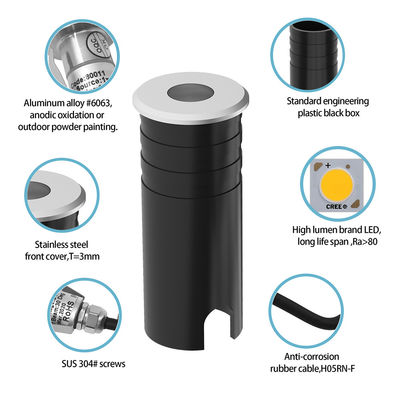 IP67Waterproof Outdoor Stainless Steel 316 Mini 1W  Concrete LED Inground Underground Recessed Lights