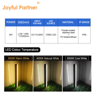 Garden Pillar Lawn Light IP65 Waterproof CREE LED 8W AC110-265V From 16 Years Factory