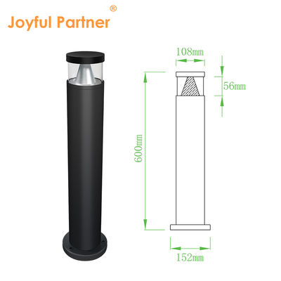 Outdoor IP65 Courtyard Path Cast Aluminum Bollard Light AC 220v DC 24v Bridgelux LED 3000K DIA 108MM*H 400/600/800/1000mm