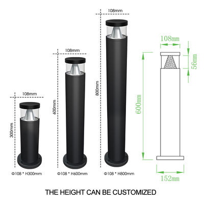 Waterproof LED Bollard Lawn Lighting Aluminum Bridgelux LED 10W H800MM For Outdoor Decoration