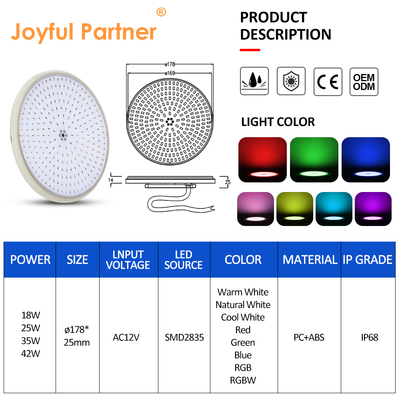 Energy Efficient RGBW LED Panel Lighting Solutions for Commercial Spaces Pool Light Epoxy Resin LED Panel Bulb ø178*25mm