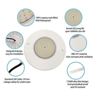 Swimming Pool Light Underwater DIA160MM DC12V 10W Fully Plastic SMD2835 108pcs