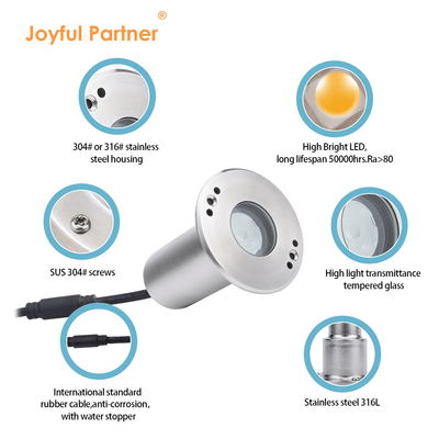 IP68 Underwater LED Pool Lights Stainless Steel 316 1W 2W Submersible Light