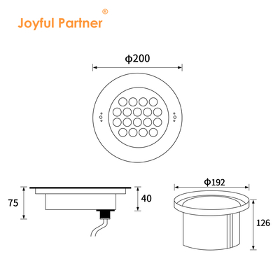 Recessed Underwater Light DC24V 18W RGB 316 Stainless Steel IP68 with Remote and Transformer