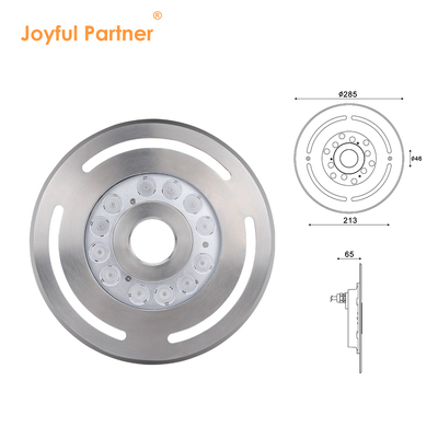 Outdoor IP68 DMX RGB 24V Submersible 9X3w LED Underwater Fountain Dancing Light  Stainless Steel 316L With Diameter 285mm