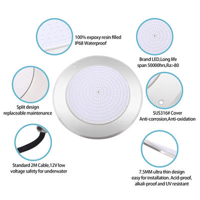 IP68 LED PAR56 Pool Light RGB Color Changing 12VDC AC 35W DIA280mm SMD2835 432pcs With Color Package