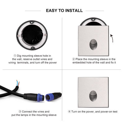 Round LED Stair Light 1W 2W Casting Aluminum Housing Wall Mounted For Outdoor Corridor