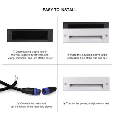 IP65 3W  LED Step Lamp Recessed Mount 145*45mm Osram SMD LED Single Color Aluminum Glass With Clips
