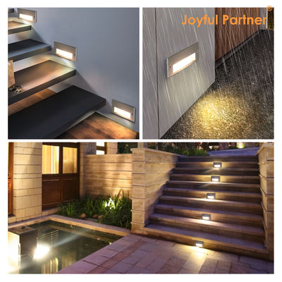 IP65 3W  LED Step Lamp Recessed Mount 145*45mm Osram SMD LED Single Color Aluminum Glass With Clips