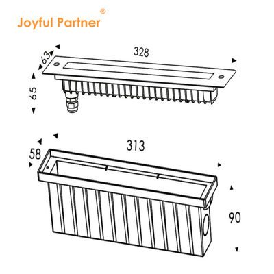 Linear Underwater Led Swimming Pool Lamp 316 Stainless Steel Front Cover IP68 High Lumen 328mm for Waterfall