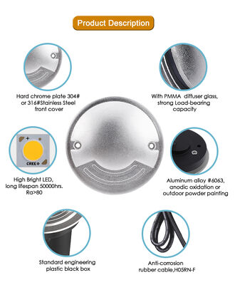 Water Proof Side Step Light DC24V 3W DIA70MM Recessed Warm White One Two Four Side View