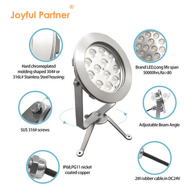 OEM CE ROHS Certification Stainless Steel316 IP68 Waterproof 12x2W LED RGB Pond Lights