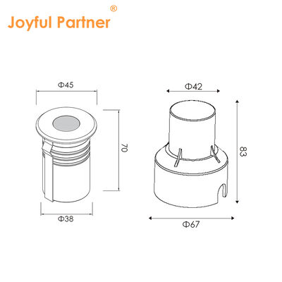 Underground Up Light IP67 3W CREE LED Anti Glare Design DIA45MM Aluminium Housing For Roads
