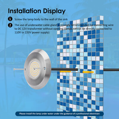 6W Ultra Slim Underwater PAR56 Pool Lamp  SMD LED 2835 Waterproof 110x34MM DC12V/AC12V