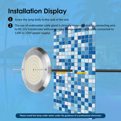 Submersible Pool Light PAR56 6W SMD2835 Ultra Thin SS316L+ABS Waterproof DC12V