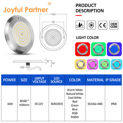 RGB Control Multi Color Pool Lamps with Remote Control for Pool Swimming SS316L+ABS DC12V