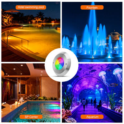 Led Pool Lights DC12V 42W 10MM Thickness Integrate SMD 2835 RGB Color Changing Resin Filled With Stainless Steel Material