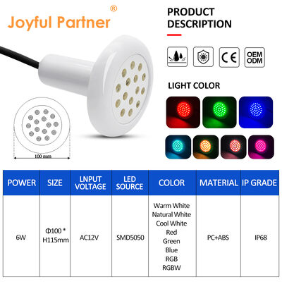 AC12V Swimming Pool Light RGB Underwater 6W SMD5050 PC Housing Decor with 18 Keys Remote