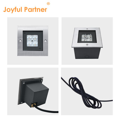 Square LED Underground Lights 24V 8W 3000K 316 Stainless Steel Faceplate With ABS Sleeve