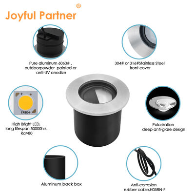 LED Outdoor Buried Light 316 Stainless Steel Front Cover Waterproof IP67 4W Cree LED Diameter 80MM
