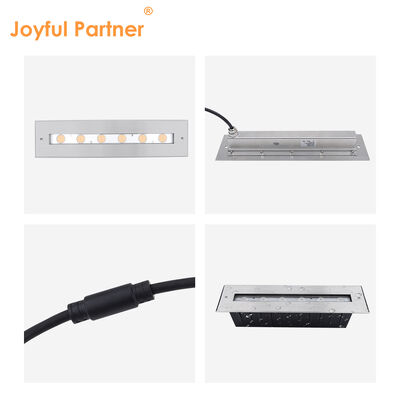 LED Underwater Linear Light IP68 DC24V 6W 12W Recessed Rectangle 328MM Length With 8MM Tempered Glass