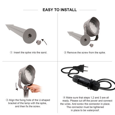 LED Garden Spot Light 12W 24W 36W Built-in DMX512 Driver DC24V RGB3in1 Black Aluminum Lamp Body Aluminum Housing For Tree Lighting