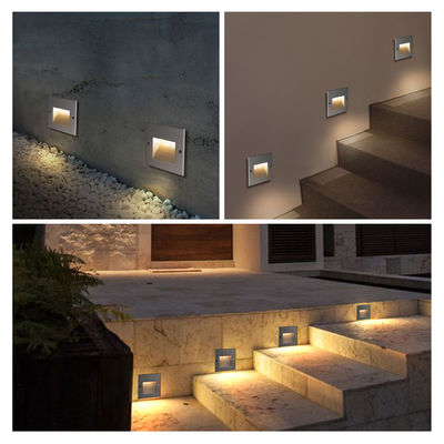 Square Aluminum LED Recessed Wall Light IP65 Side Staircase LED Stair Step Lights