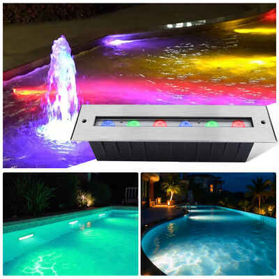 LED Underwater Linear Light IP68 DC24V 6W 12W Recessed Rectangle 328MM Length With 8MM Tempered Glass